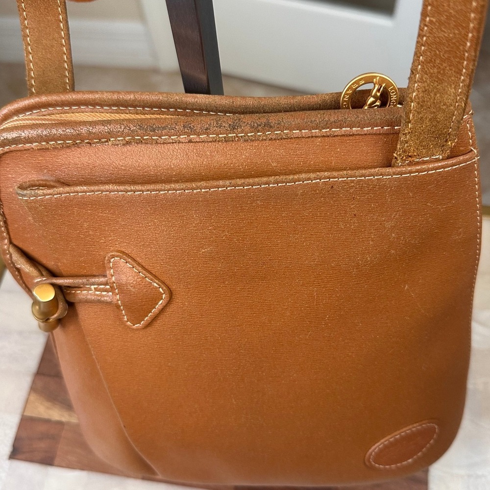 Longchamp RoseauCrossbody Bag Small Cognac Tan Vintage Bamboo Toggle Leather - Picture 8 of 14